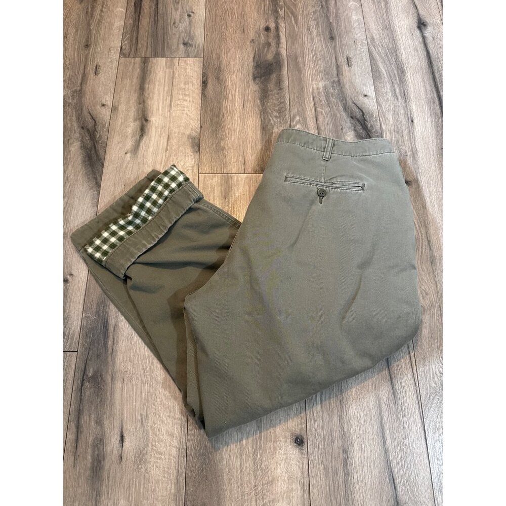 Cabelas Casuals Aged Khaki Pants L 30" Waist Cotton Mens Relaxed Fit Lined